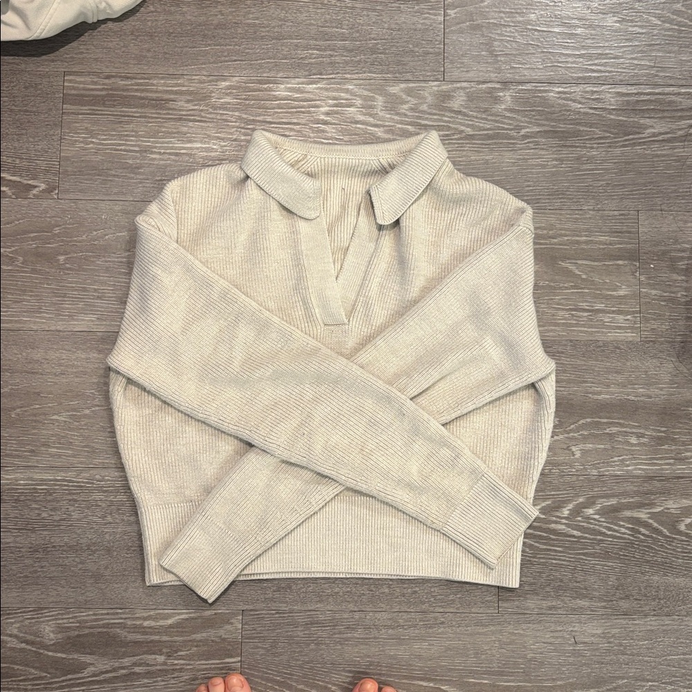 Lululemon Wool Cream Collared Knit Sweater